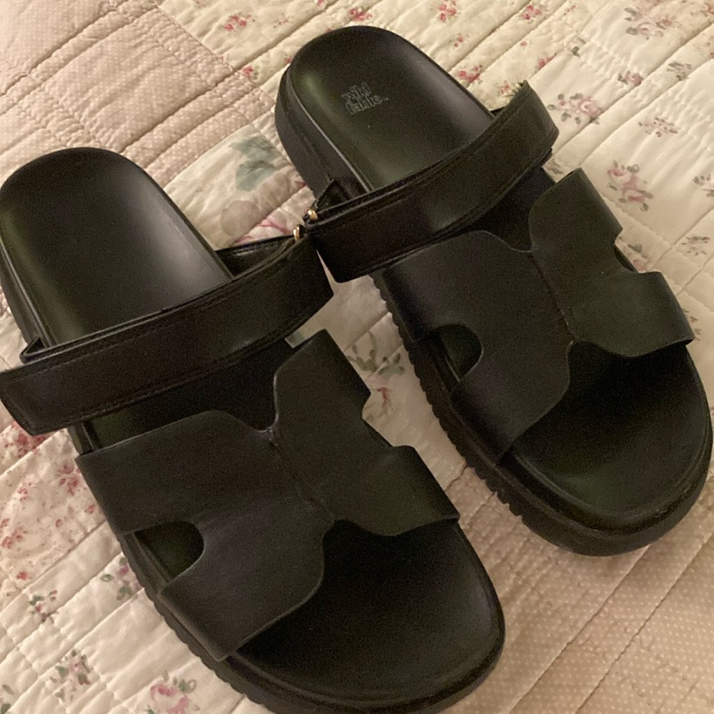 wild fable Black Platform Slide Sandals